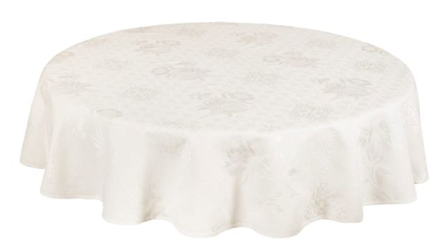 Round Jacquard Tablecloth (sunflowers. white)